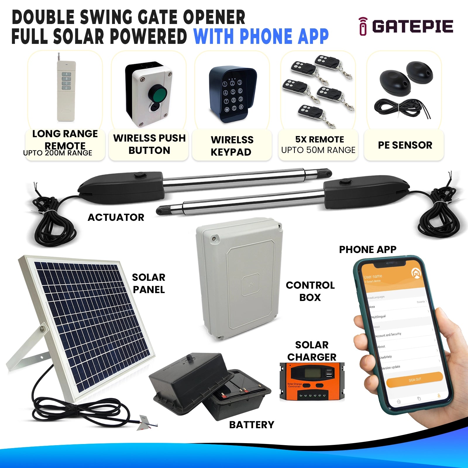 Gate Opener Motor DIY kit with WIFI Phone APP