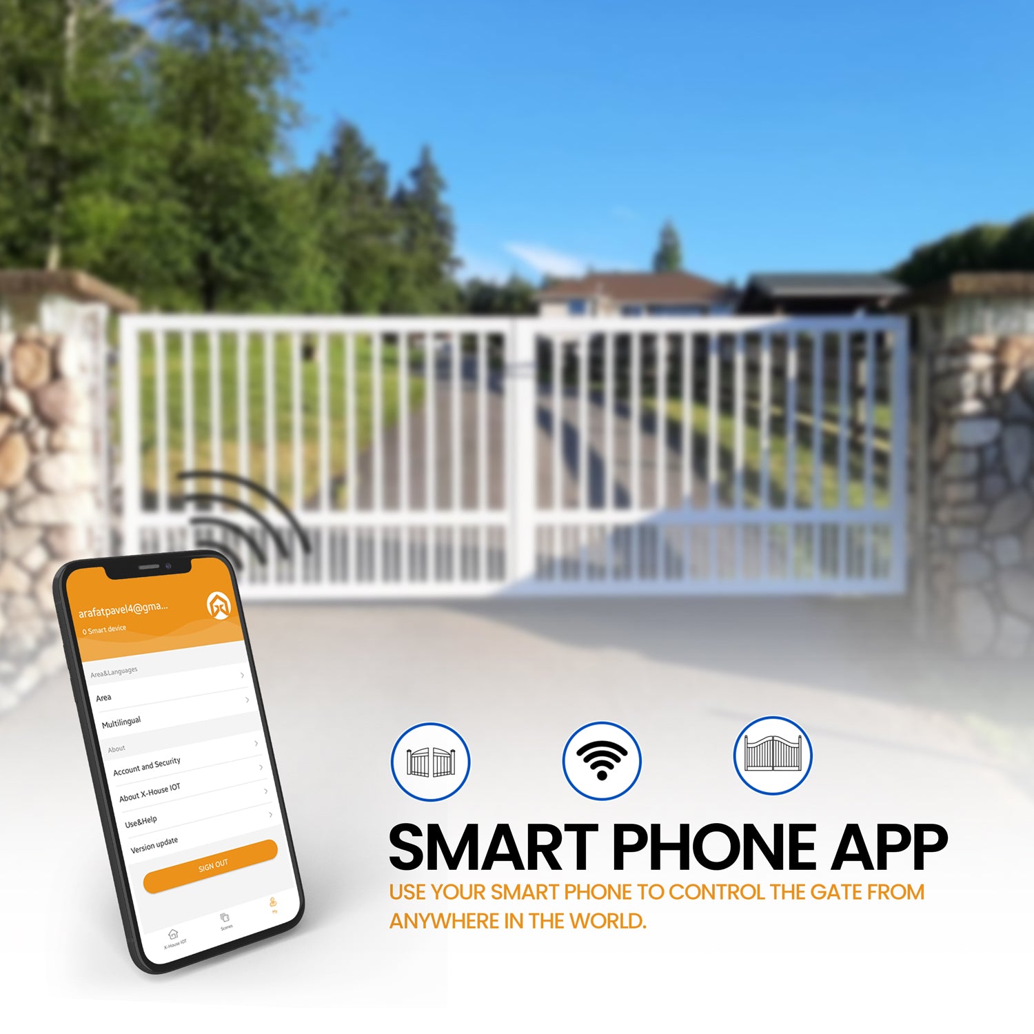 Solar Double Swing Gate Opener Motor DIy Kit with Wifi Phone App