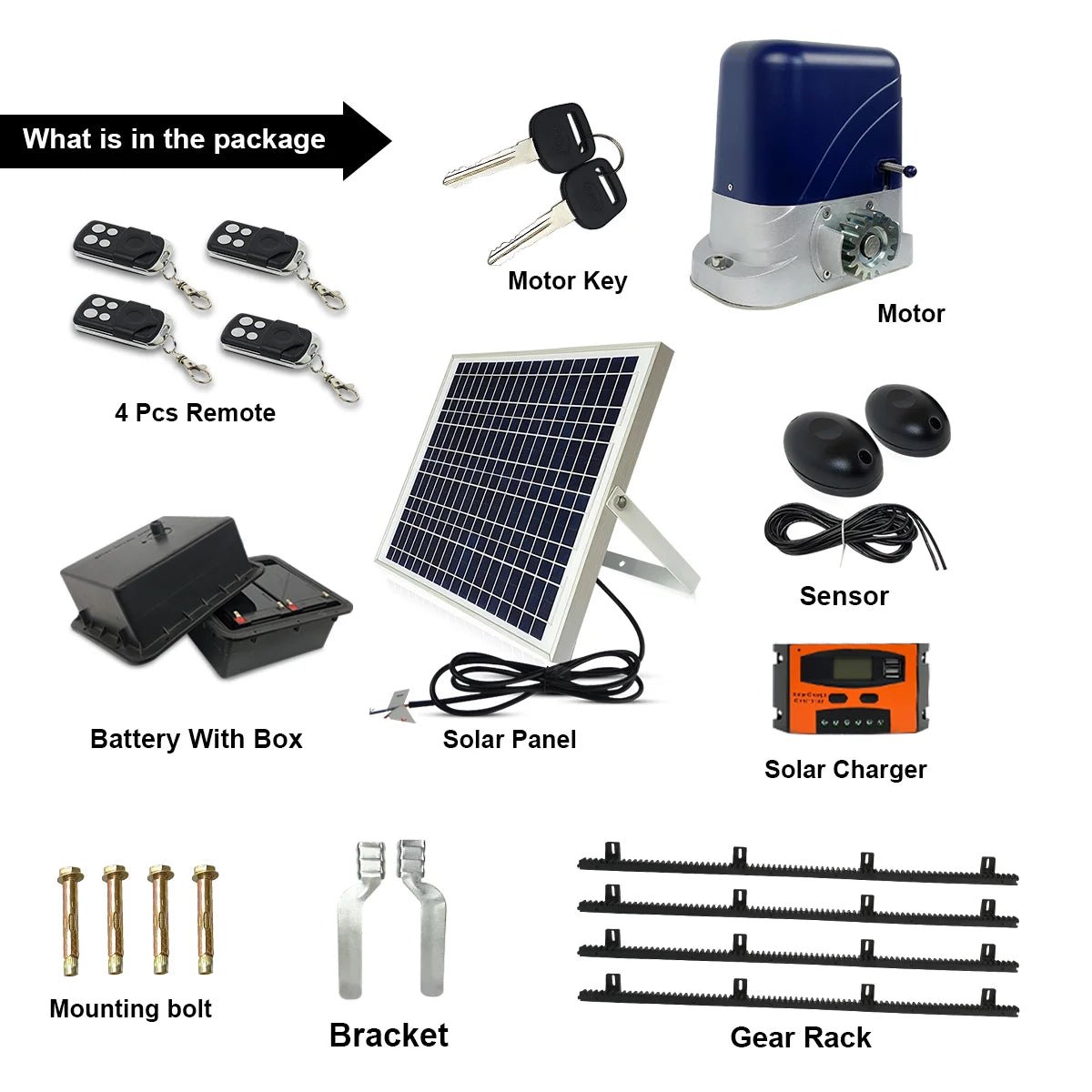 Gate Motor System Full Solar Power Sliding Gate Opener Motor New 500 Kg | Gatomate