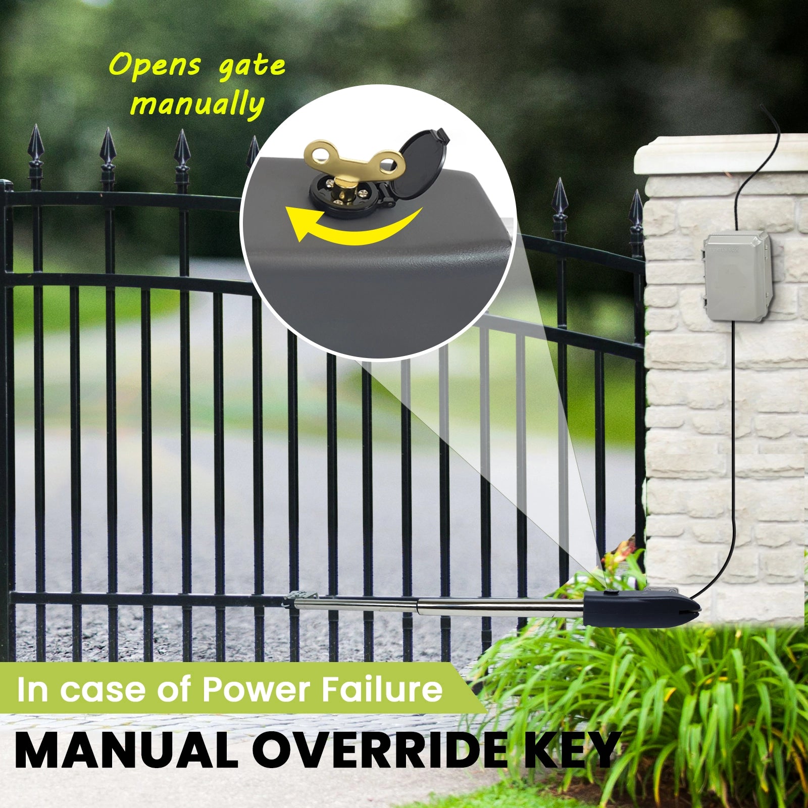 Electric Powered, Single Swing, Gate Opener, with USB Receiver, & WiFi Smart Phone APP, Gatomate