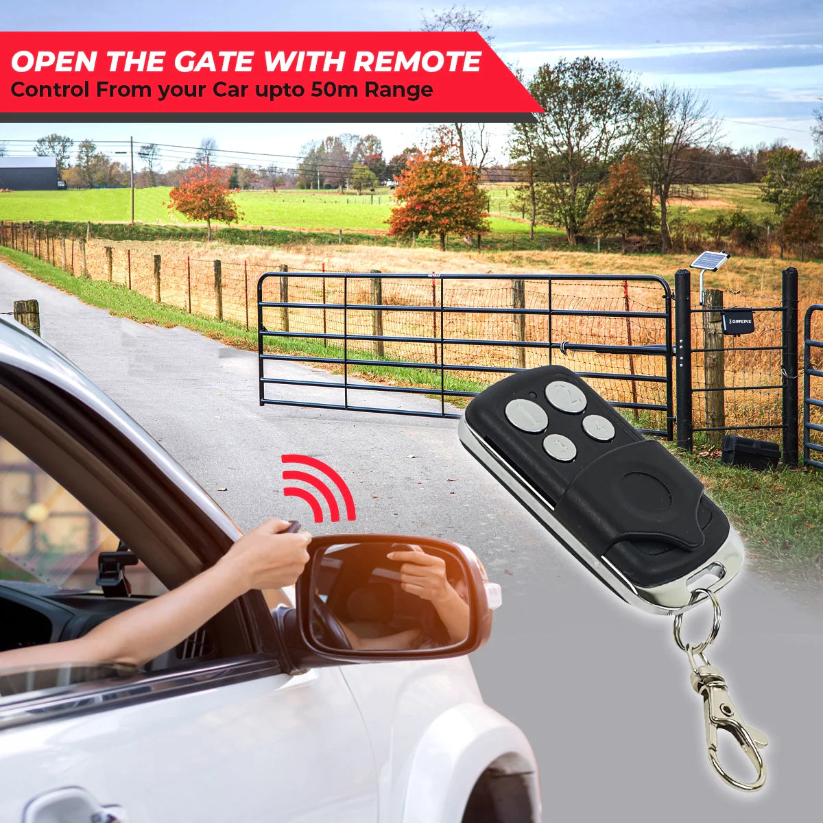 Full Solar Powered, Automatic, Single Swing, Gate Opener Kit, with Video Intercom System, gatomate