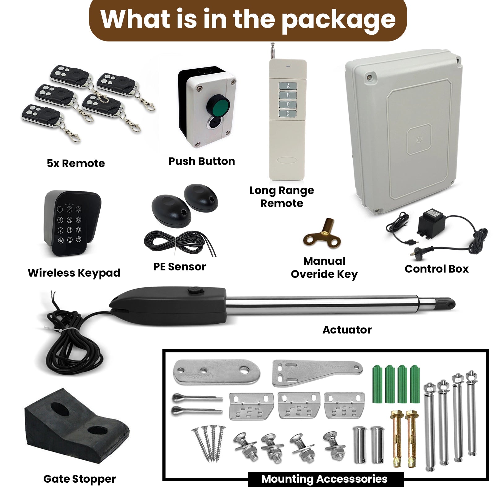 single swing electric gate opener package