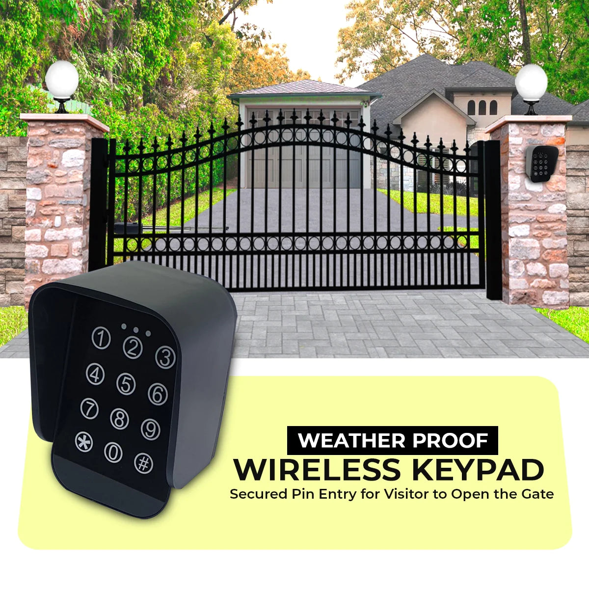 Full Solar Powered, Automatic, Single Swing, Gate Opener Kit, with USB Receiver , gatomate