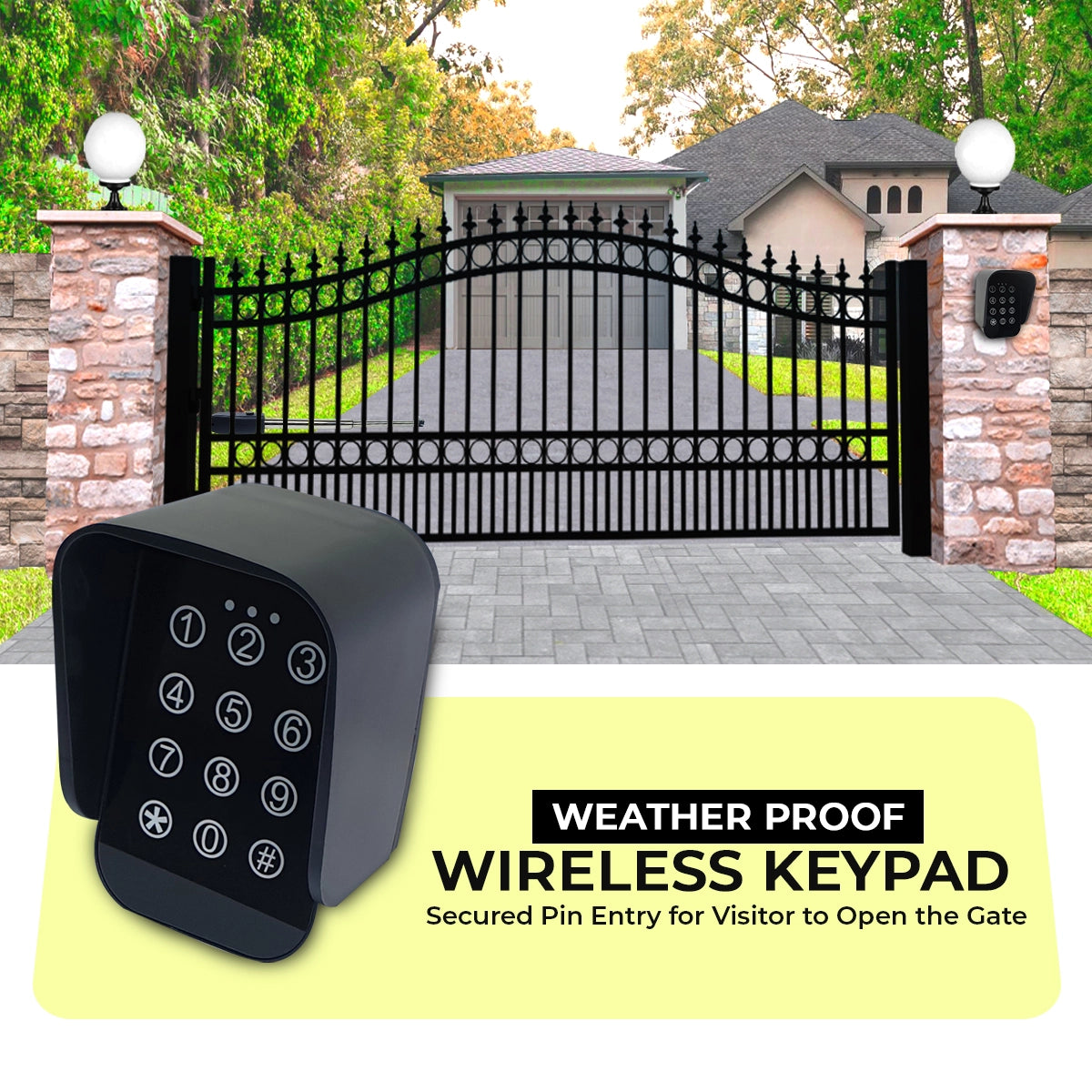 Electric Powered, Single Swing, Gate Opener, with USB Receiver, & WiFi Smart Phone APP, Gatomate