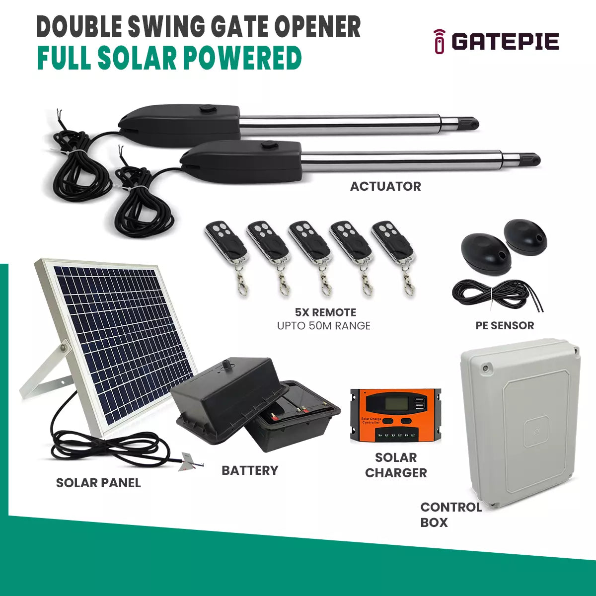 solar double swing gate opener