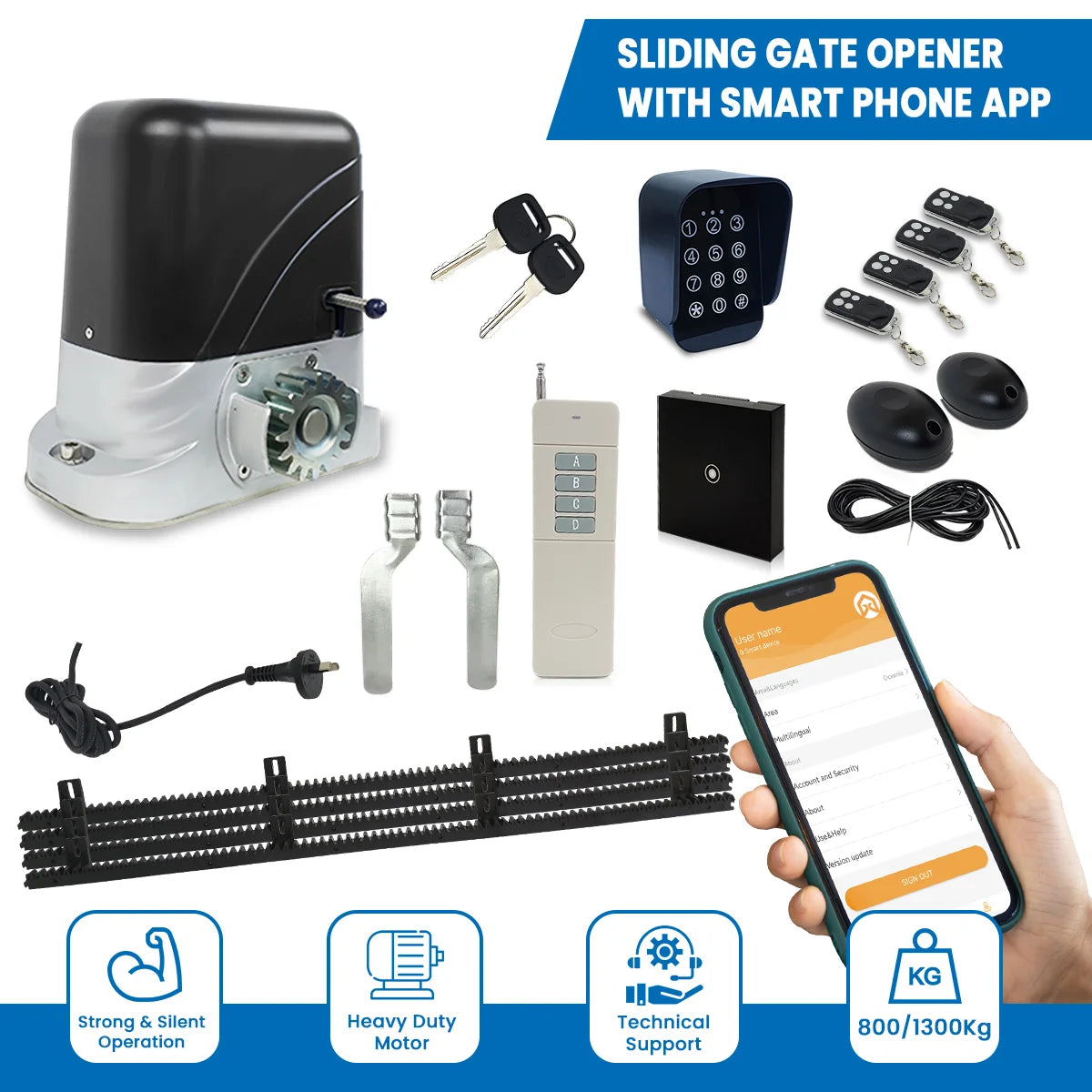 Automatic Sliding Gate Opener Motor with phone App