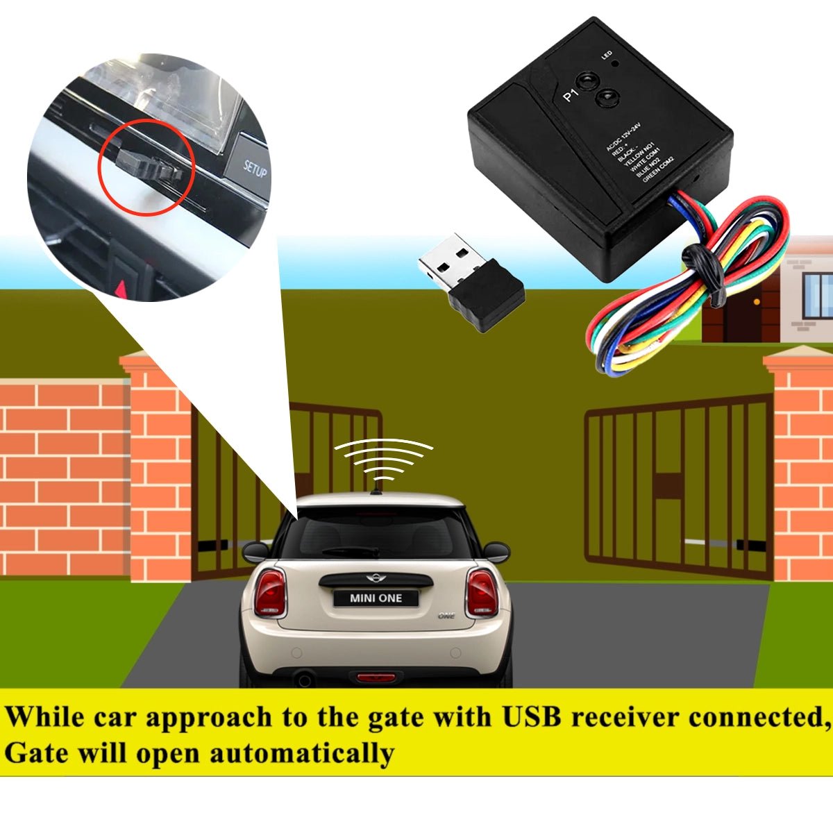 Auto Gate Receiver Gatomate: Auto Car Opening with Gate Opener USB Receiver