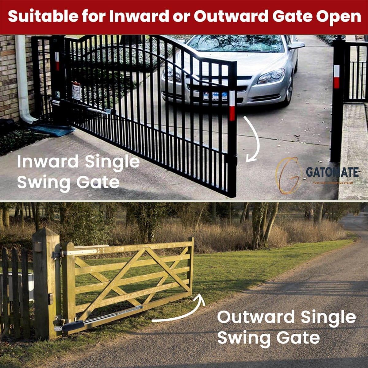 Automatic, Single Swing, Gate Opener Kit ,Full Solar Powered with push button, gatomate