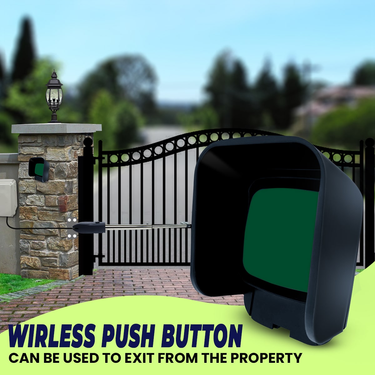 Automatic, Single Swing, Gate Opener Kit ,Full Solar Powered with push button, gatomate