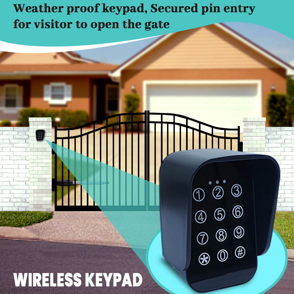 Full Solar Power, Double Swing, Gate Opener, Gate Opener, WIFI Phone APP, Electric Bolt Lock, gatomate